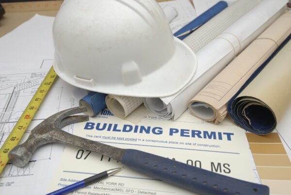 building permit and tools
